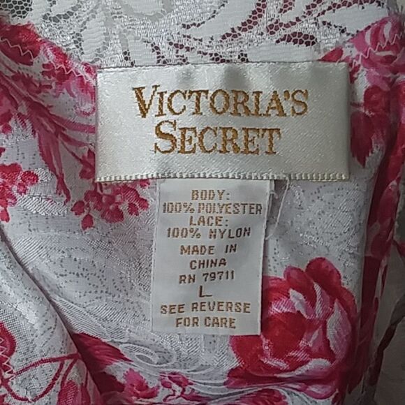 Victorias Secret Vintage Gold Tag Satin Rose Lace Chemise Lingerie Slip … - Picture 12 of 13
